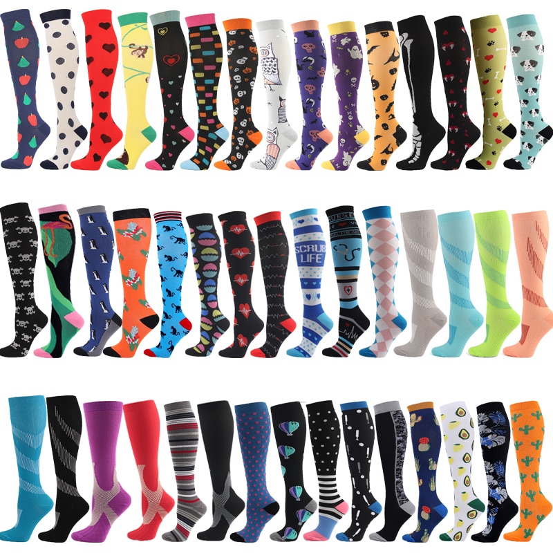 Sports Compression Socks Multicolor Compression Socks Fun Pattern Halloween Balloon Point Leg Pressure Running Riding