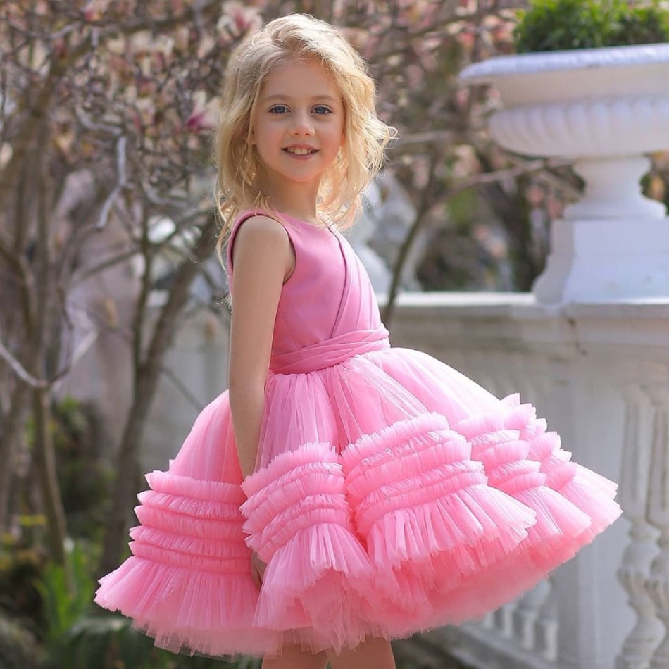 Young Girl Birthday Party Dress Kids Clothes For Feast Baby Cute Elegant Gowns Child Luxury Frocks For Party 1-6Y Surprise Gift