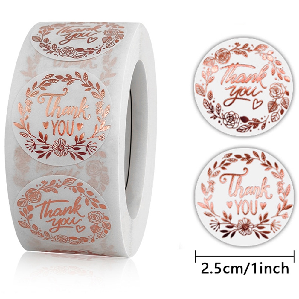 100-500pcs Rose Gold Foil Thank You Sticker For Small Business Gift Seal Labels Shipping Sticker for Decoration Envelope
