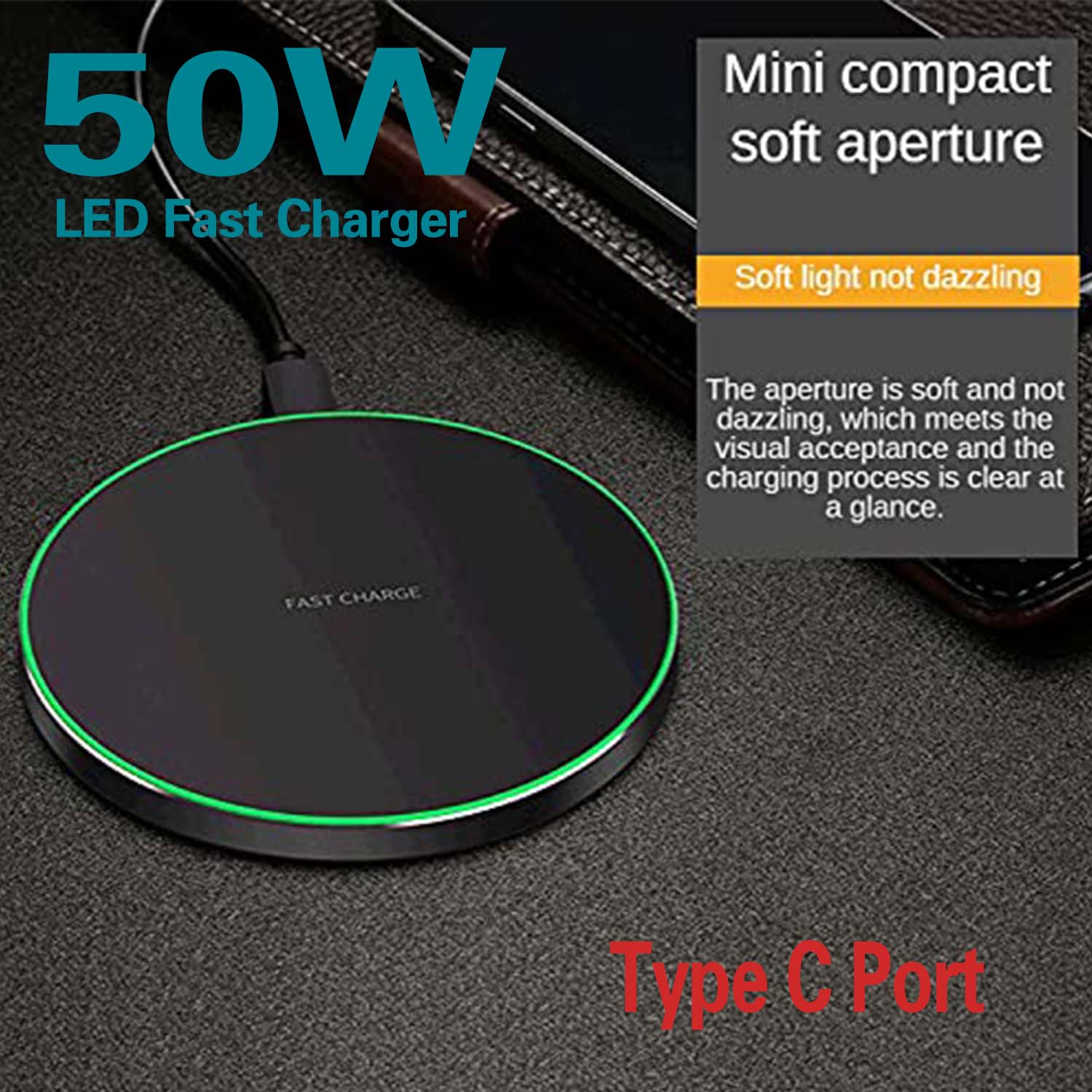 50W Fast Charger Carmine Wireless Charger for iPhone 13/13 Pro/13 Mini/13 Pro Max/SE AirPods Pro, Samsung Galaxy S22/S21/S20/S10