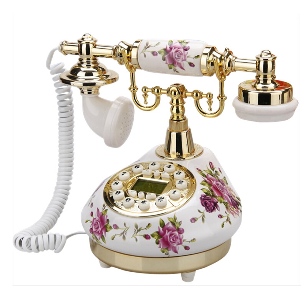 Old Fashion Antique Telephone Decorative Retro Landline Phone Classic Caller ID Telephone for Home Office Hotel Shops Photograph