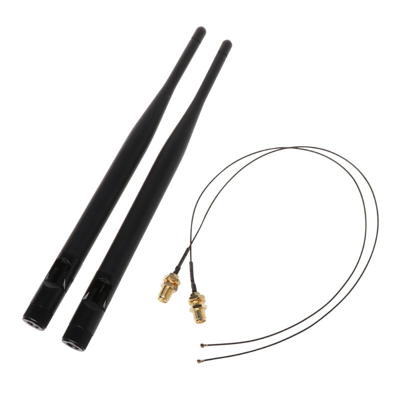 2023 New 2x6Dbi 2.4GHz 5GHz Dual Band for M.2 IPEX MHF4 U.fl Extension Cable to WiFi RP-SMA Pigtail Antenna Set for WirelessRout