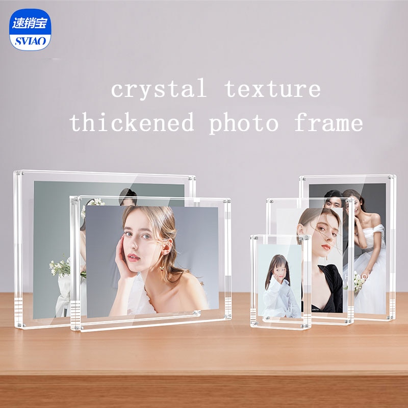 6 inch crystal thickened acrylic desktop strong magnetic display table photo frame