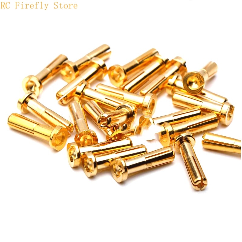 40A Gold Plated 7u 4mm 5mm Banana Plug Male Bullet Connector 90 Degree Welding For RC Motor ESC Battery Part