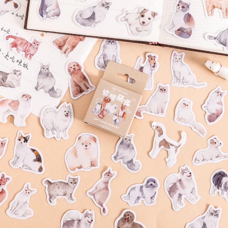 45 Pcs Kawaii Dog Scrapbook Stickers Doraking Boxed Pets Adhesive Paper Stickers For Scrapbooking Decoration