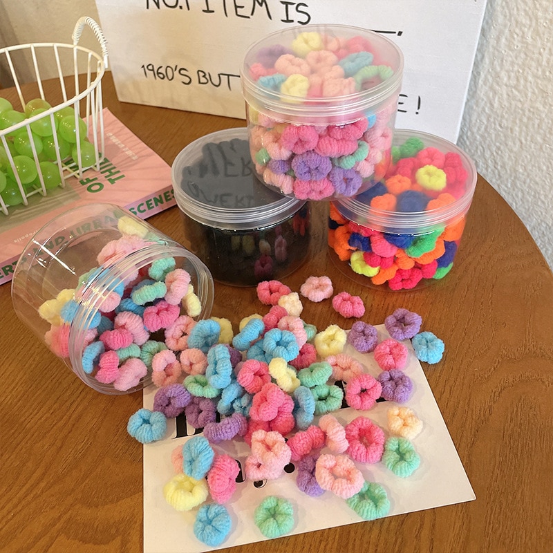 100pcs Kid Small Hair Bands Baby Girl Children Headbands Colorful Elastic Hair Tie Nylon Scrunchie Hair Rope Hair Accessories