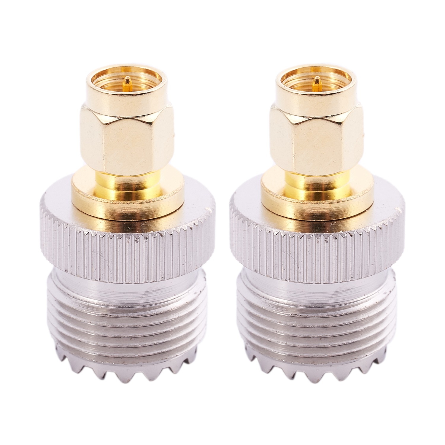 2x SMA Male to UHF Female SO239 SO-239 Jumper Plug RF Adapter Connect PL-259 Gold