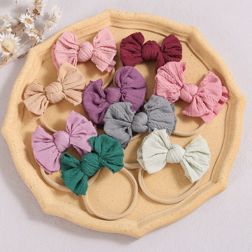Knit Thin Nylon Baby Bow Headbands For Children Soft Baby Girl Hairbands Newborn Headband Kids Headwear Hair Accessories Summer