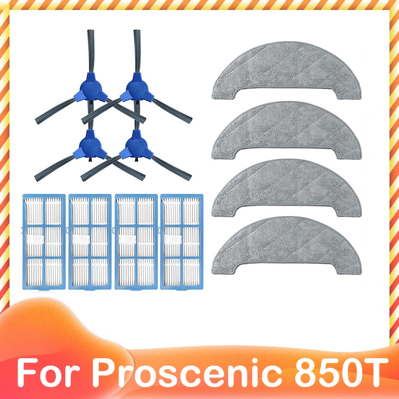 Replacement Part For Proscenic 850T Robotic Vacuum Cleaner Spare Main Brush Side Brush Hepa Filter Mop Pad Rag Cloth Accessories