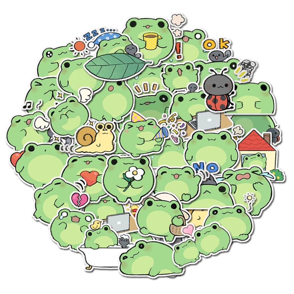 20/40pcs Cute Frog Stickers Small Self-Adhesive Decals for Photo Album,Journal, Scrapbook, Random Delivery&Not Repeated