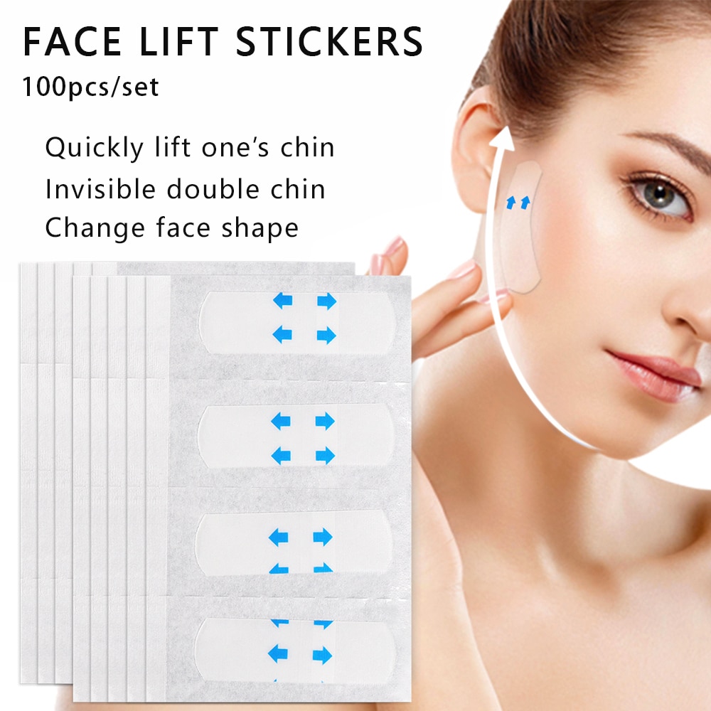 100PCS Lifting Face Stickers Invisible Transparent Thin Face Patche Lift Tools V-Shape Face Wrinkle Sagging Skin Adhesive Tape