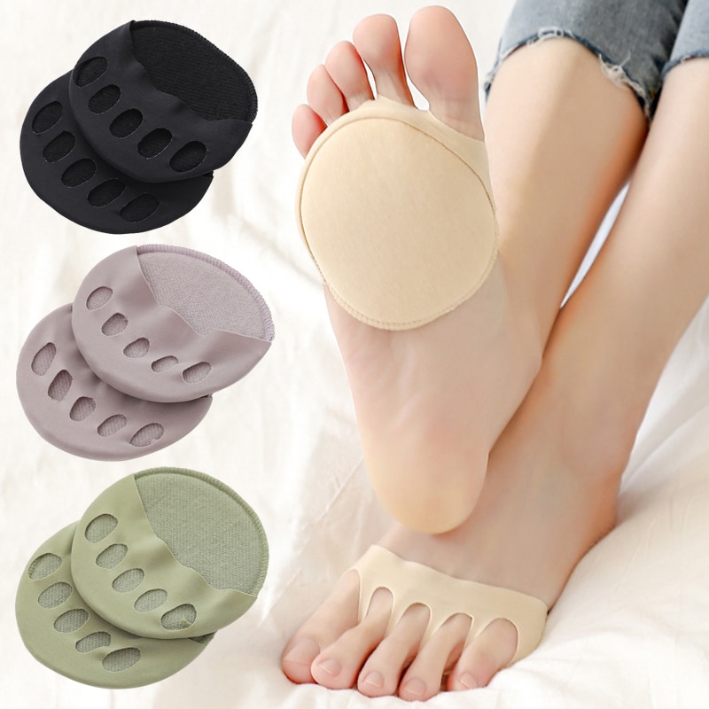 Five Toes Forefoot Pads for Women Summer Thin Breathable Invisible Socks High Heels Half Insoles On-slip Socks Toe Pad Inserts