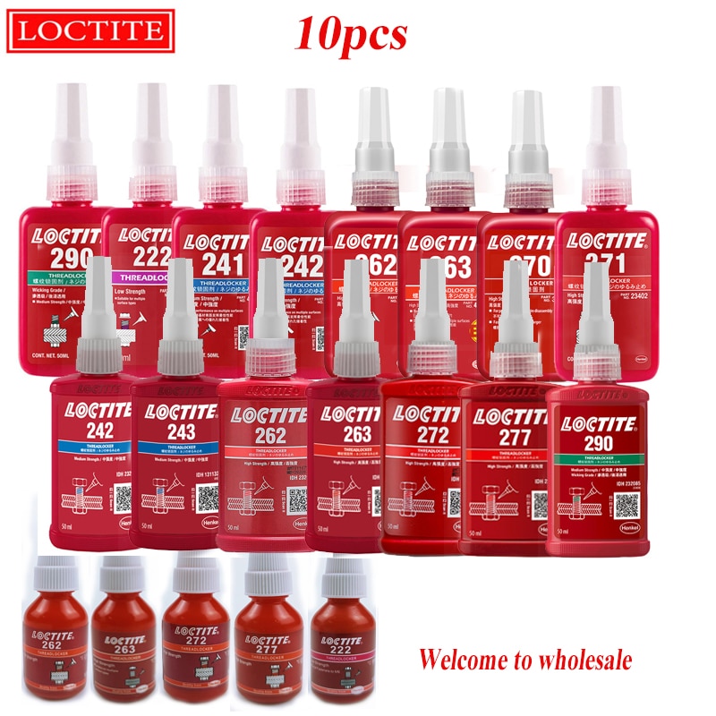 Free shipping 10pcs loctite glue 243 242 272 277 262 263 290 anaerobic thread locker anti-loosening fixed thread tightening
