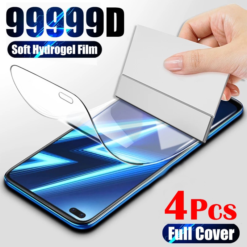 4Pcs Hydrogel Film For Realme GT NEO 2 8i 8 7 6 Pro C3 C11 C12 C15 Screen Protector On Narzo 30 X2 X50 X7 5 Pro XT V5 Not Glass