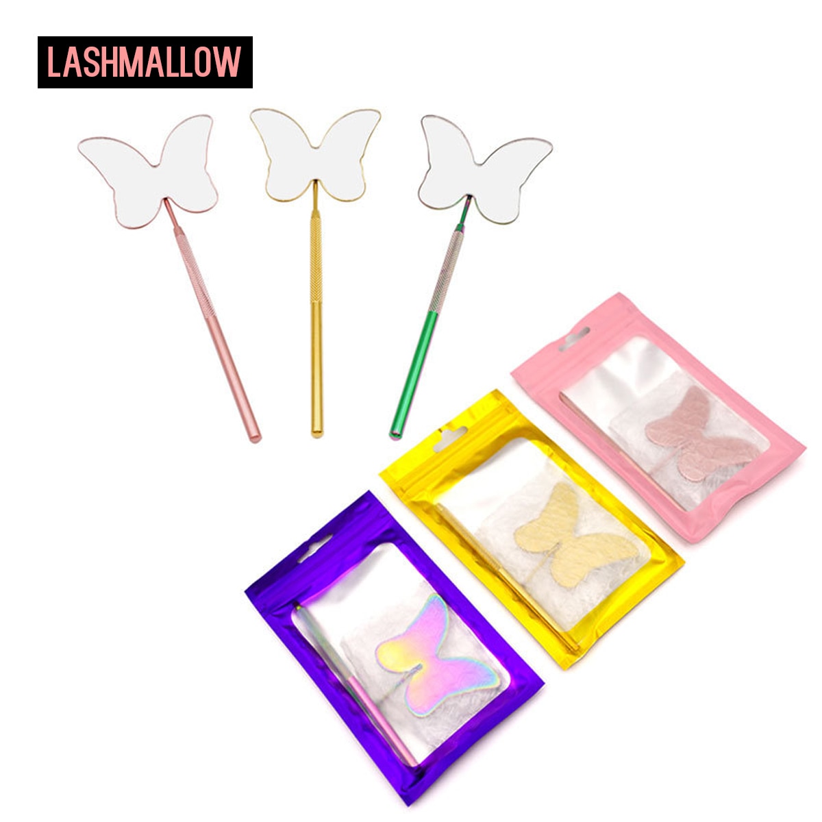 New Butterfly Shape Lash Checking Mirror Eyelash Extension Portable Stainless Steel Large Makeup Beauty Tools Lashes Supplies