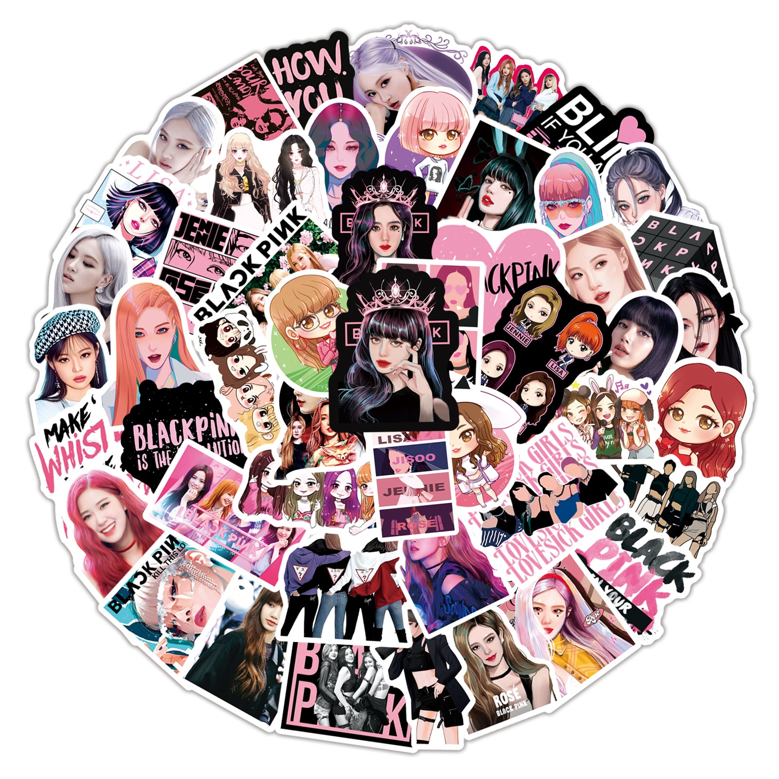 10/50pcs Korea Kpop Black pink Stickers DIY Laptop Phone Motorcycle Car Luggage Suitcase Sticker Girls Decals Toys Wholesale