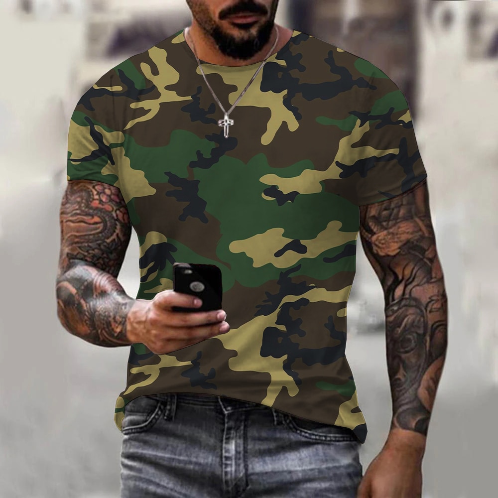3D Camouflage T-Shirt Men Women Outdoor Fashion Casual O Neck Short Sleeve Summer Street Oversized Sports Military T Shirts