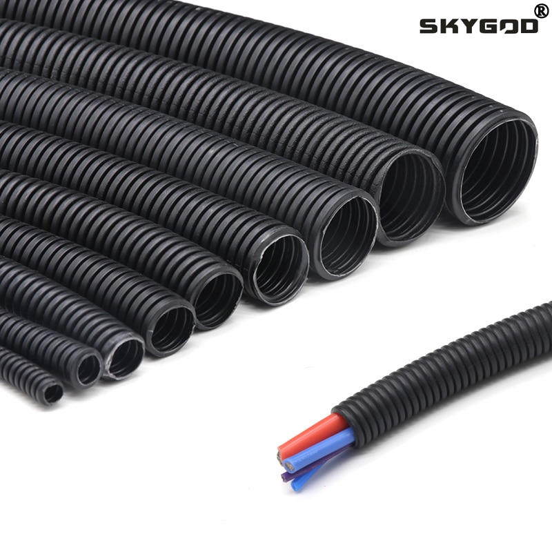 1/5/10M 7.5mm-34.5mm PP Insulated Corrugated Pipe Wire Hose Threading Hose Plastic Corrugated Pipe Protective Sleeve