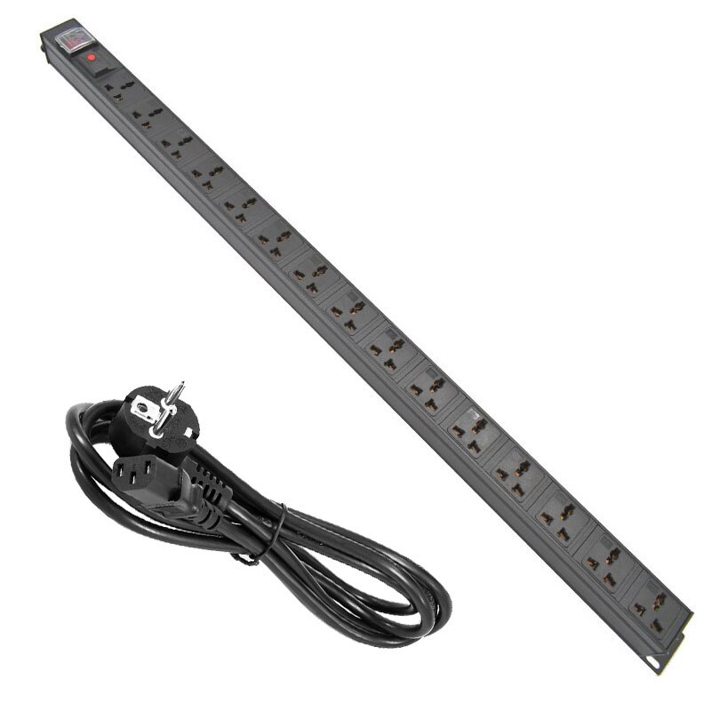 PDU power strip 15 Unit Universal output socket Network Cabinet Rack Switch overload protection UK/US/AU/EU/ PLUG IEC-C14 port