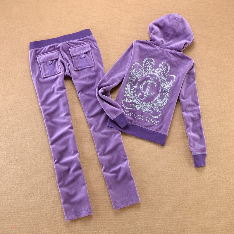 Juicy Apple Tracksuit Women 2022 Fashion Elegant Velvet Two Piece Set Woman Sexy Hooded Long Sleeve Top And Pants Bodysuit Suit