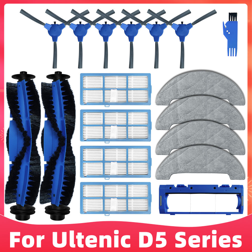 Replacement for Ultenic D5 Series D5S / D5S Pro / D5S Pro+ Robot Vacuum Cleaner Spare Parts Main Side Brush Hepa Filter Mop Rag