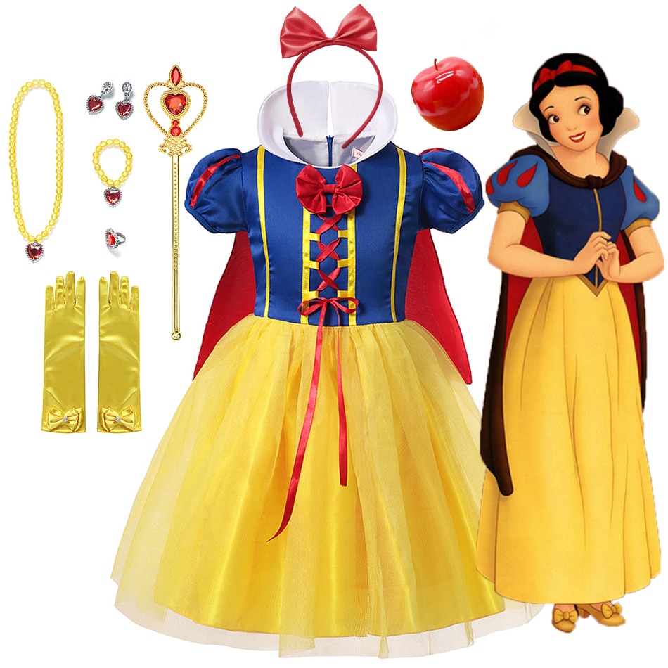 Disney Princess Dress For Girls Snow White Cosplay Costume Cinderella Kids Dress Children Party Birthday Fancy Gown Vestidos