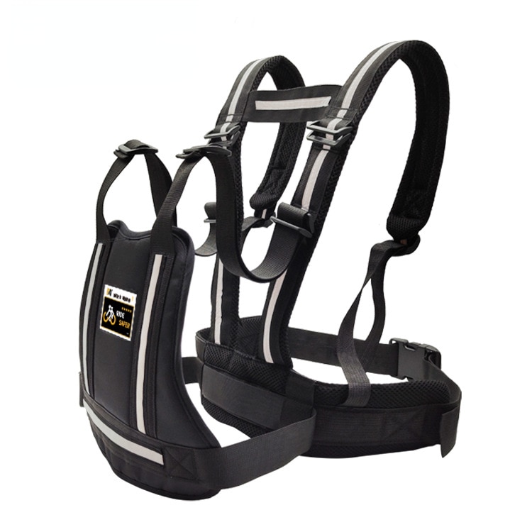 Kids Motorcycle Safety Belt for Child with Storage Bag Rear Seat Grab Handle Strap Harness Adjustable Child Reflective Strip