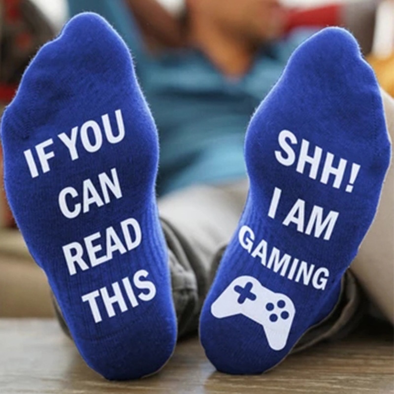 Peonfly If Creative You Can Read This Shh i Am Gaming Men's Hip Hop Letter Funny Happy Socks Skateboard Calcetines Hombre