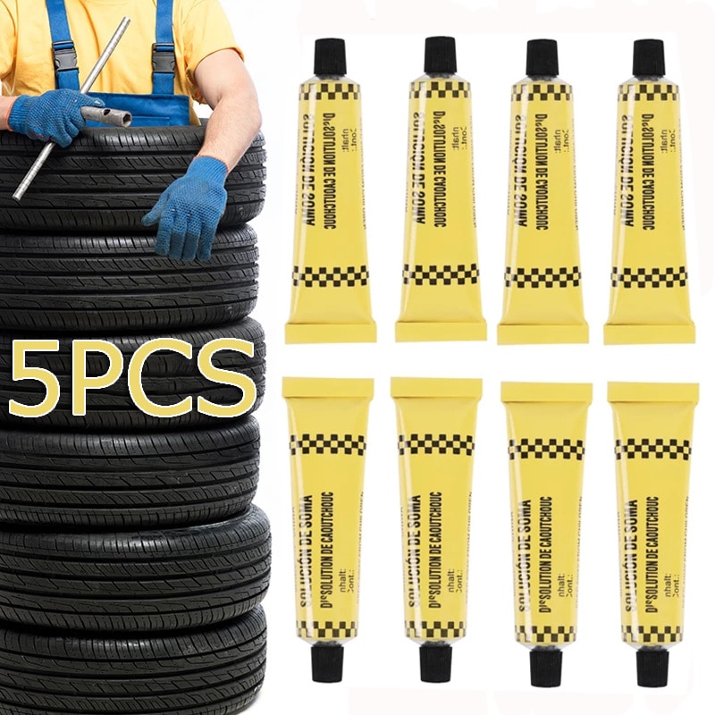 5PCS Car Motorcycle Bicycle Tire Repairing Glue Inner Tube Puncture Repair Glue Agent Portable Tyre Repair Strong Adhesive Glue