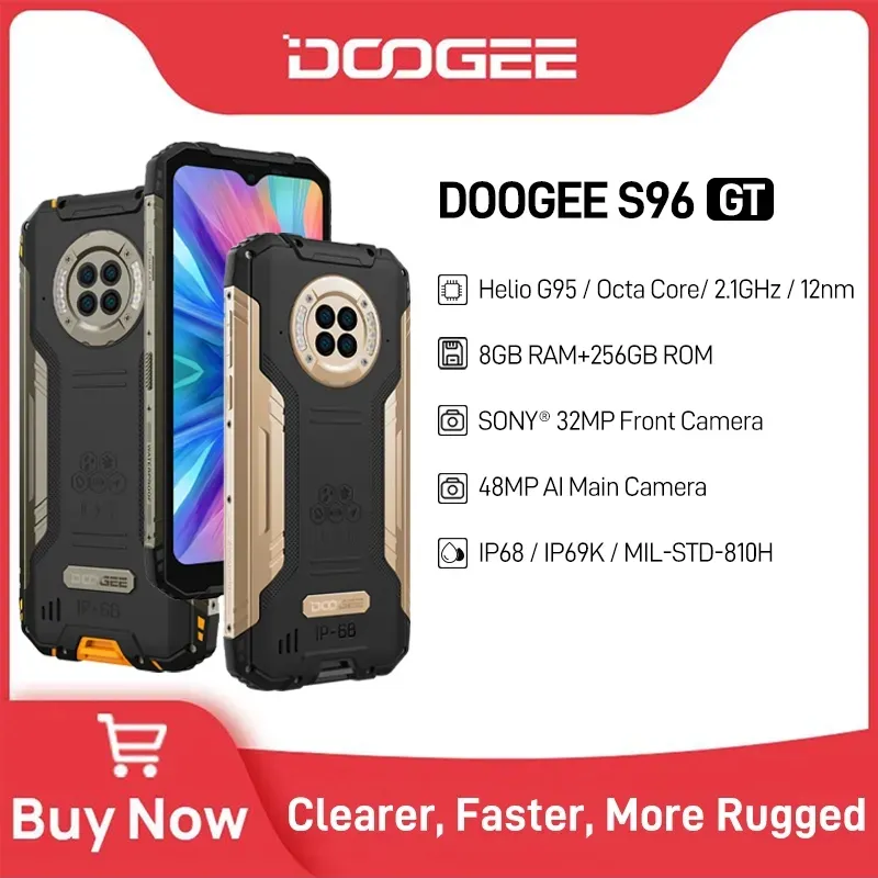 DOOGEE S96GT Rugged Phone 6.22" 48MP Camera Android 12.0 8GB RAM+256GB ROM 24W Fast Charging 32MP Front Camera 6350mAh Phon