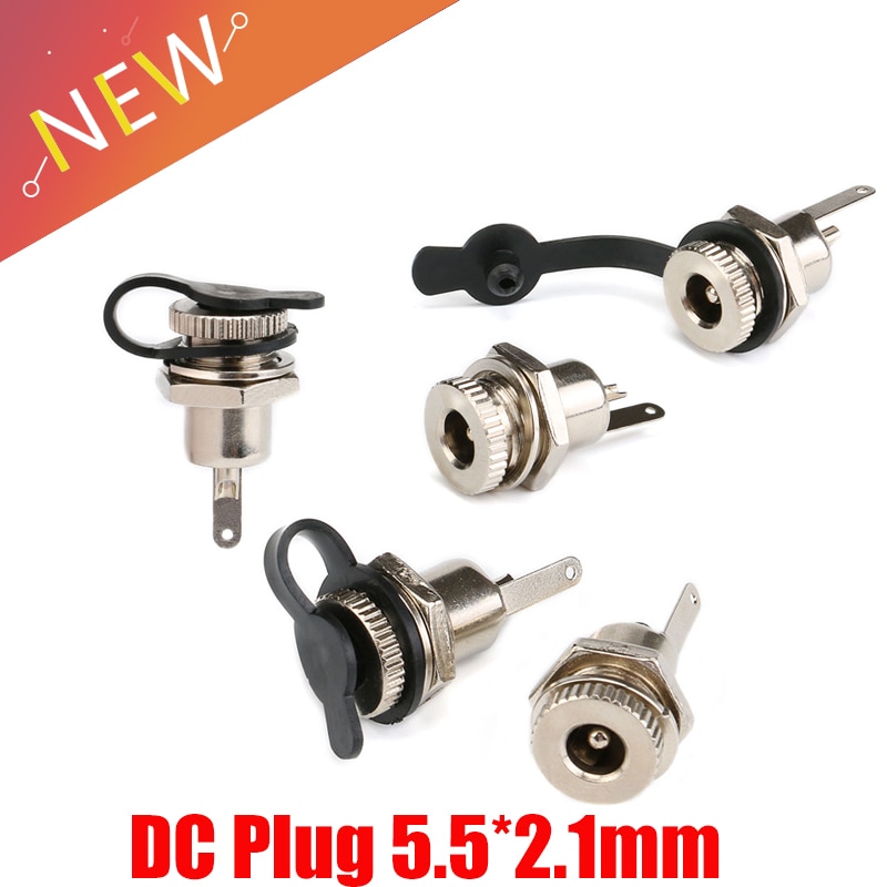 1/2/5Pcs/Set DC099 5.5 mm x 2.1mm DC Power Jack Socket Female Panel Mount Connector metal 5.5*2.1mm