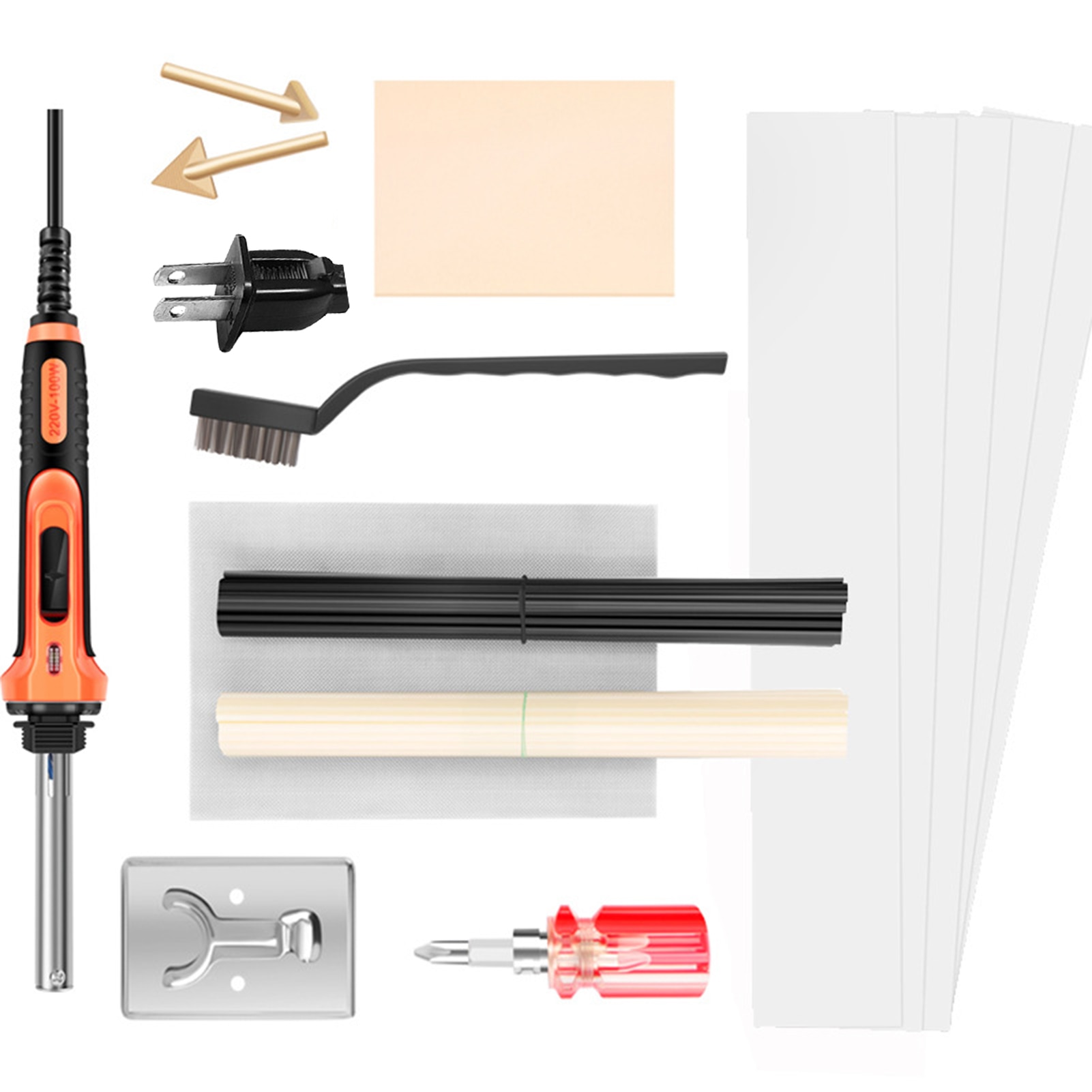 Welding Repair Kit Welding Kit With Welder Rods Reinforcing Mesh Hot Iron Stand PP Bumper Repair Kit DIY Arts Crafts &