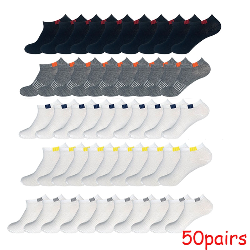 50 Pairs of Summer Men's Socks Fashion Breathable Ankle Socks Casual Men's Large Size EU 38-47 Hot Sale