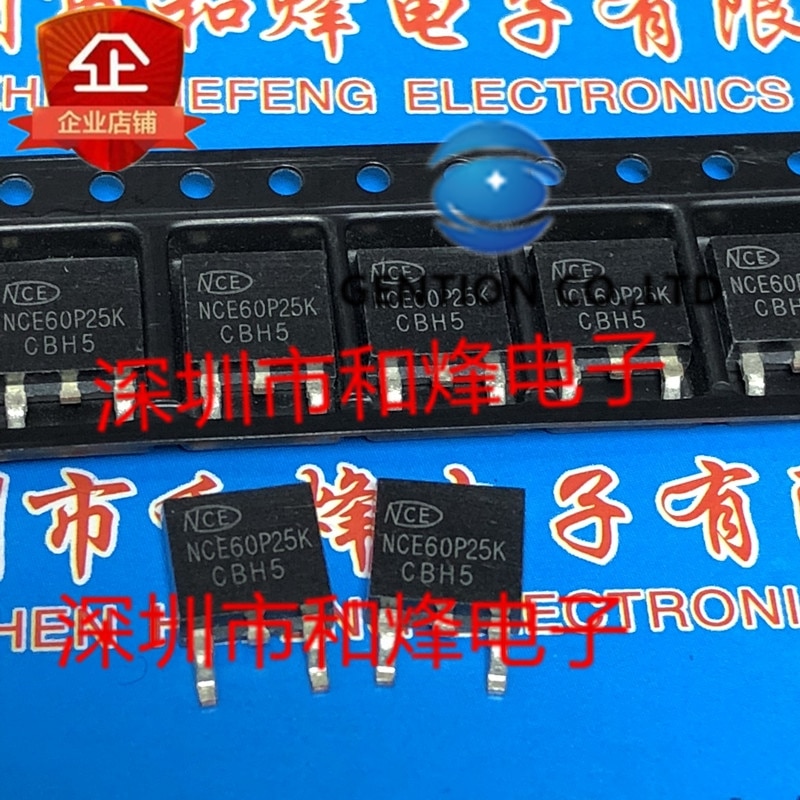 10PCS NCE60P25K TO-252 -60V -25A in stock 100% new and original