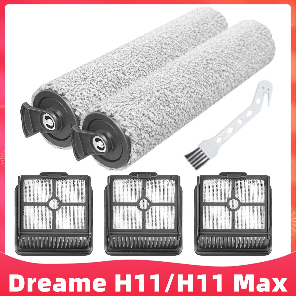 Replacement For Xiaomi Dreame H11 / H11 Max Wet and Dry Vacuum Cleaner Spare Parts Accessories Roller Brush and Hepa Filter