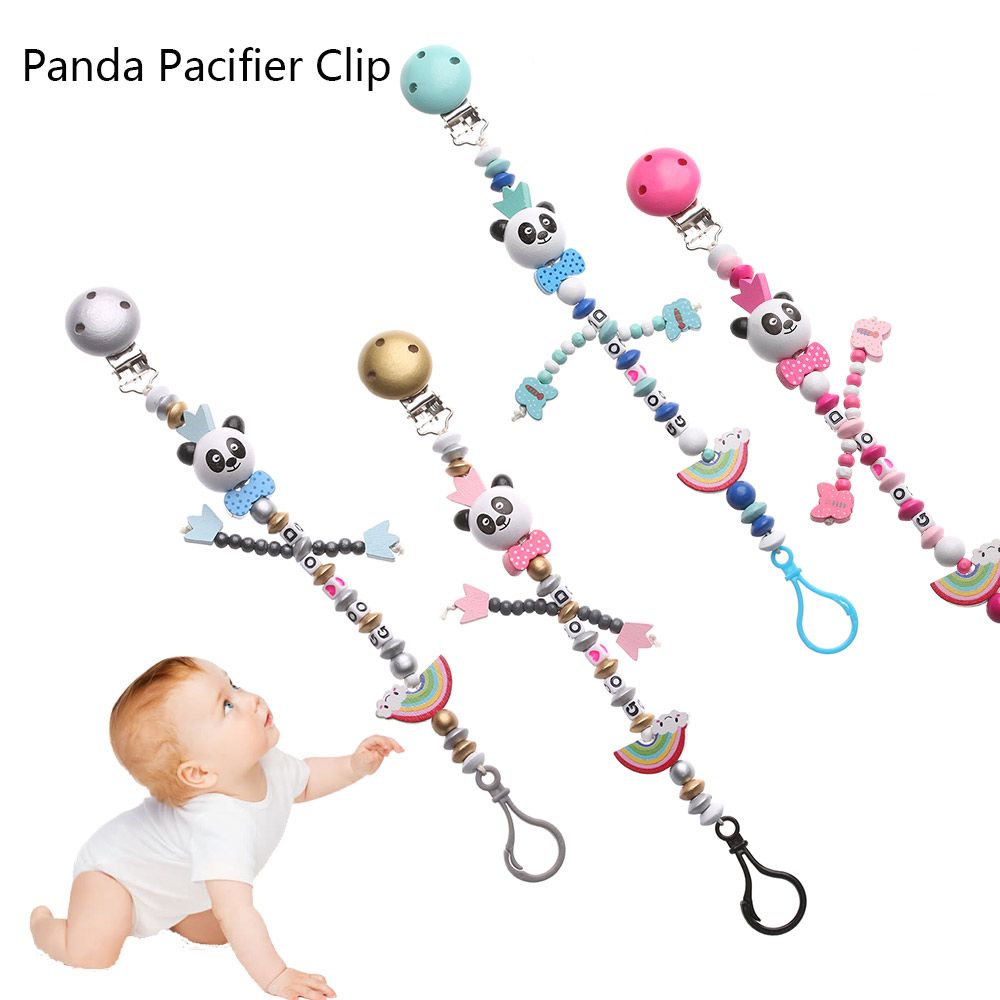 Cute Rainbow Panda Multicolor Pacifiers Chain Baby Chew Toy Pacifier Clip Teething Soother