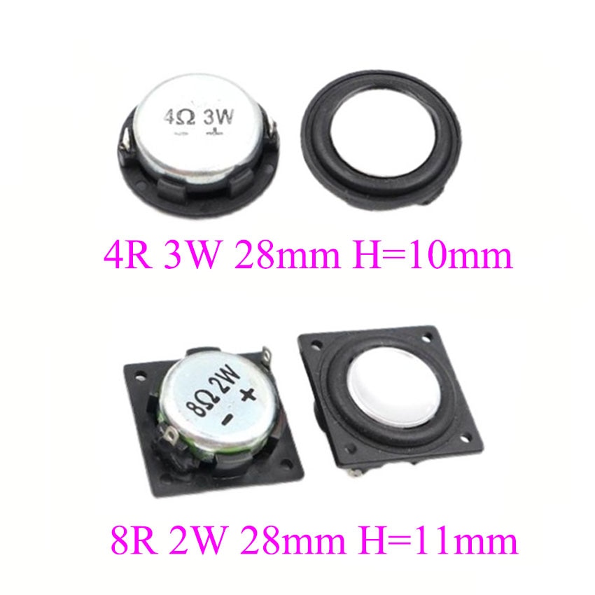 1pcs 1 Inch 28mm Woofer Speaker 4OHM 3W 8R 2W Magnet Full Range Speaker Repair Bass Audio Round square loudspeaker