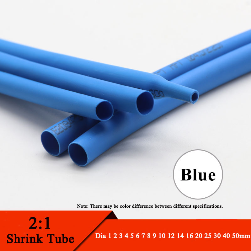 1 Meter Blue Dia 1 2 3 4 5 6 7 8 9 10 12 14 16 20 25 30 40 50 mm Heat Shrink Tube 2:1 Polyolefin Thermal Cable Sleeve Insulated