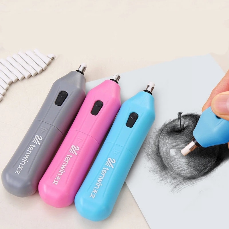 Electric Eraser Automatic Rotation Sketch Eraser Fashion Cute Kneaded Erasers for Kid School Office Supply Rubber Pencil Eraser