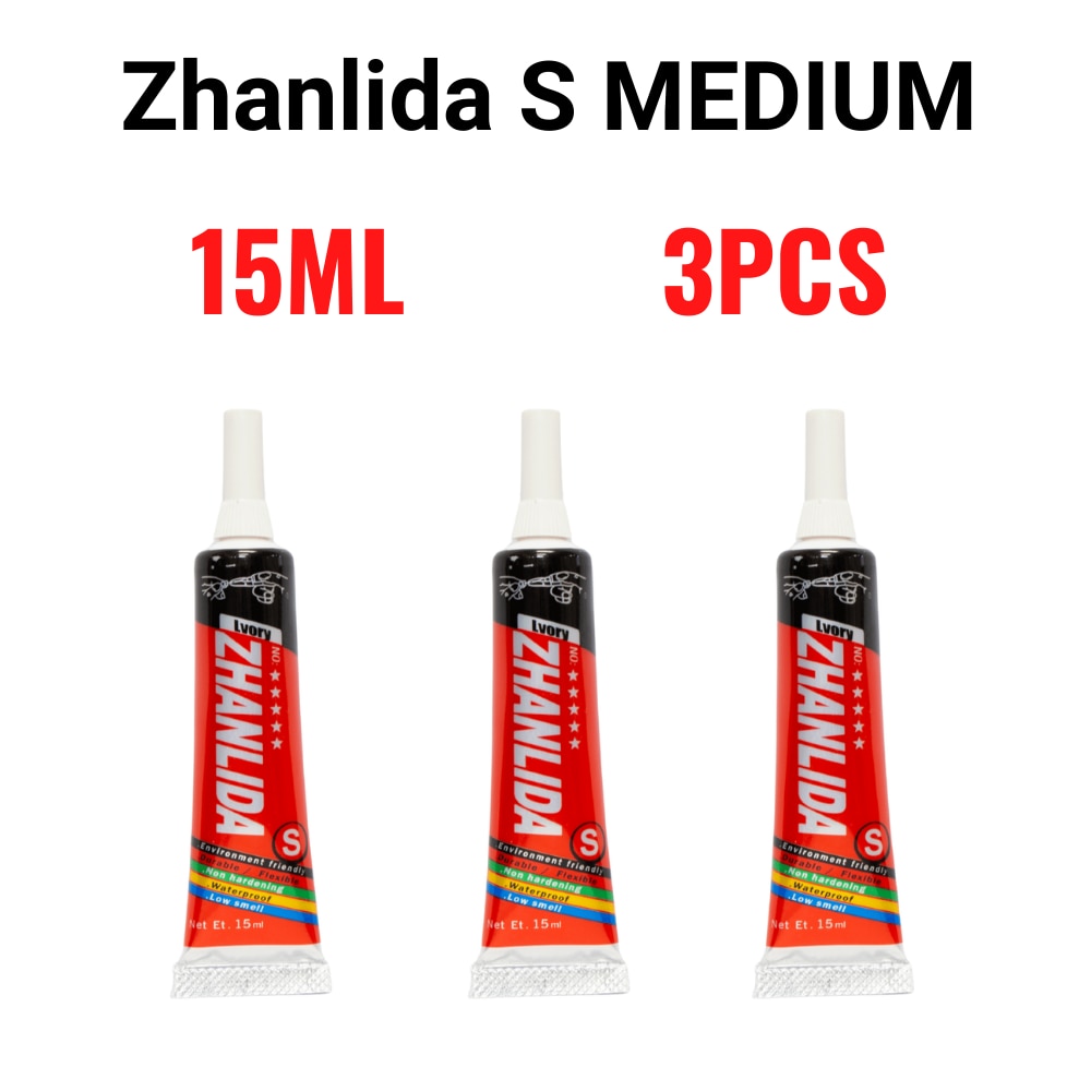 Zhanlida S Medium 15ML 3PCs Pack Settings Contact Adhesive Universal Repair Glue With Precision Applicator Tip