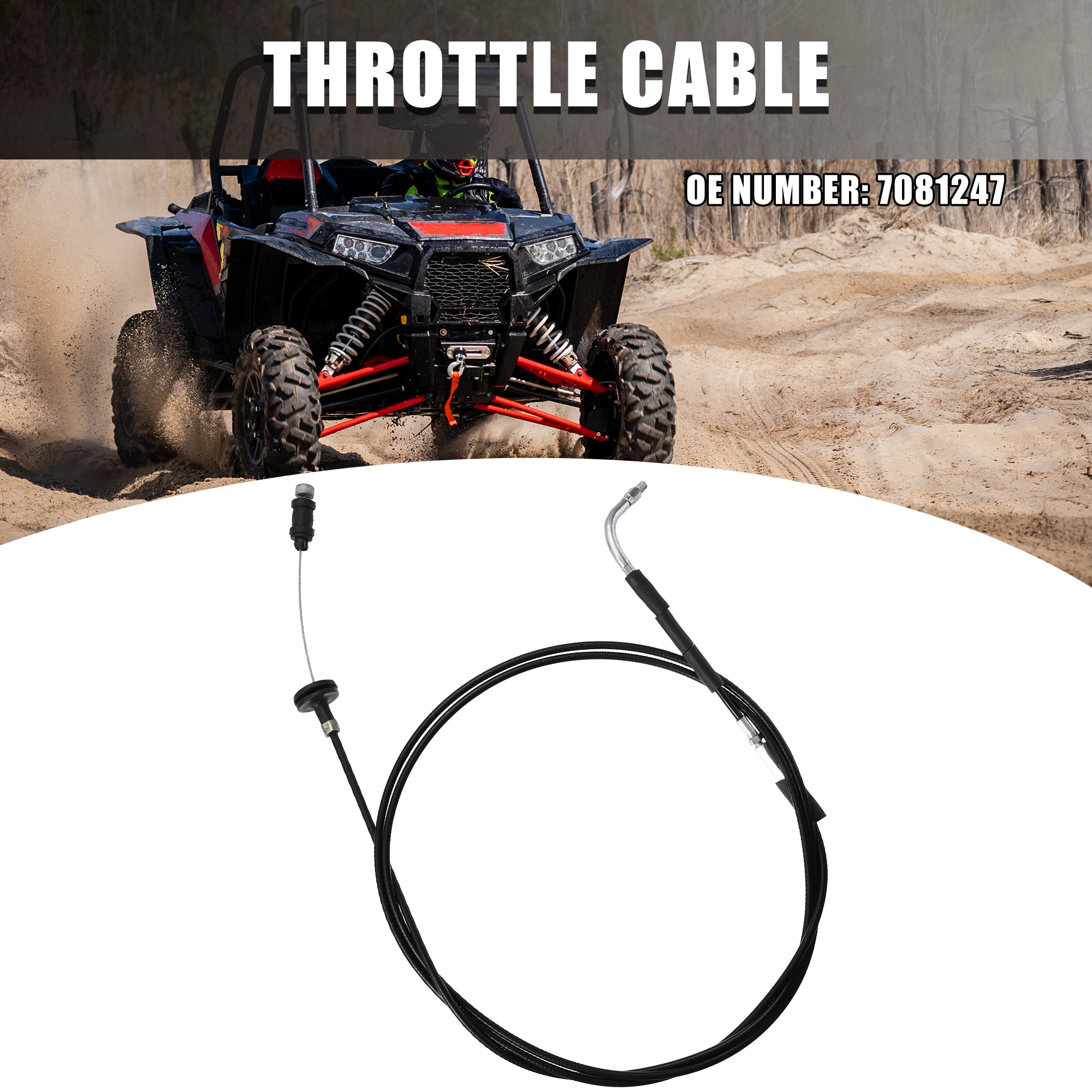 Motoforti 7081247 242cm Throttle Cable Replacement for Polaris for Ranger 700 4X4 EFI XP 2005 2006 2007 2008 Black