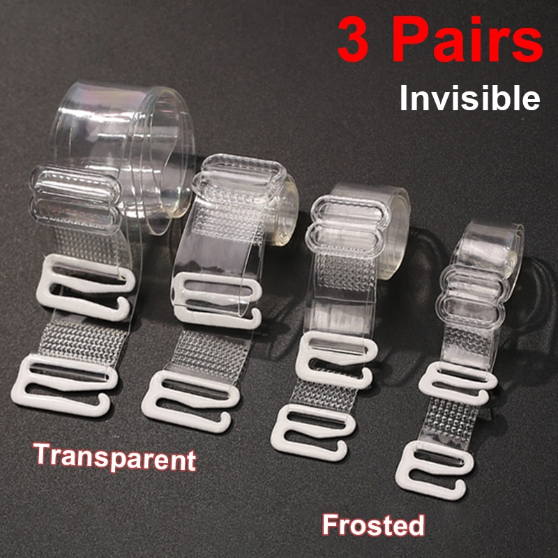3 Pairs Clear Bra Straps Transparent Invisible Detachable Adjustable Shoulder Strap Women's Elastic Belt Intimates Accessor