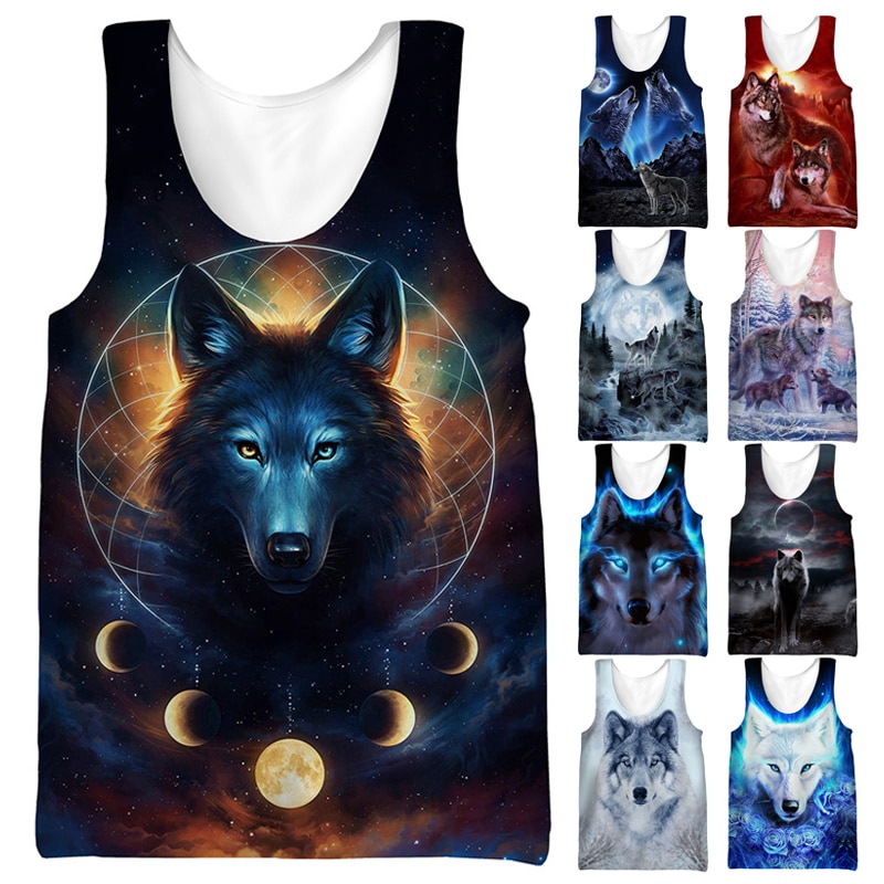 2022 Animal Wolf 3D Tank Tops Harajuku Fashion Casual Sleeveless Tops Men Women Summer Harajuku Streetwear Fitness Cool Vest