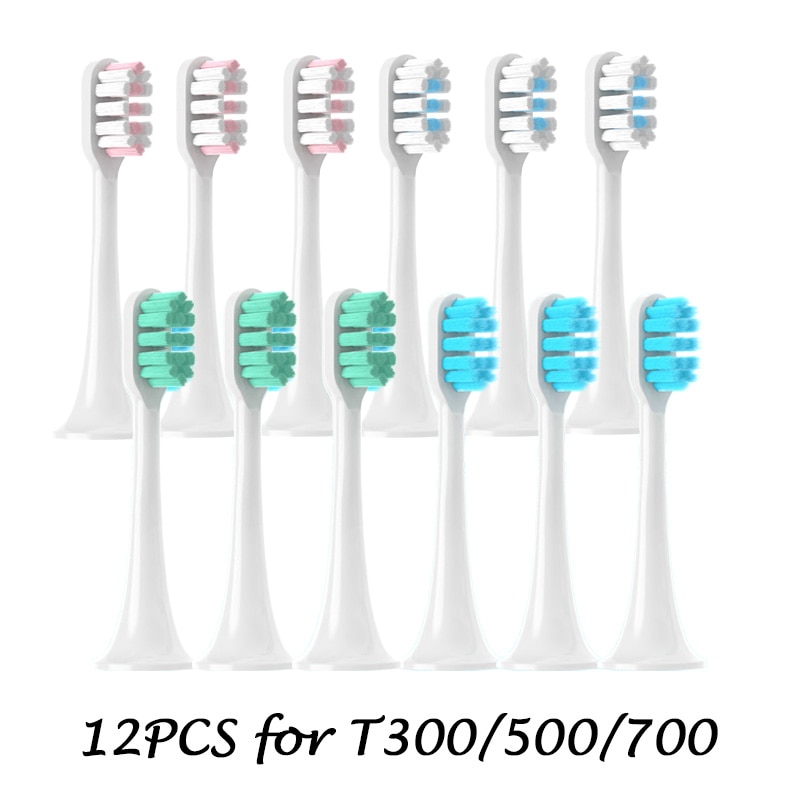 12PCS Replacement Brush Heads For XIAOMI MIJIA T300/T500/T700 Sonic Electric Tooth Soft Bristle Caps Vacuum Package Nozzles