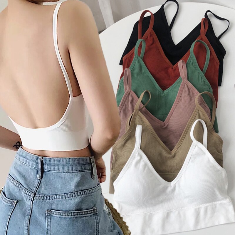 Women Sexy Crop Tops Tube Top Female Streetwear Sleeveless Camis Seamless Bralette Sports Lingerie Tee Bra Crop Top Bandeau Top