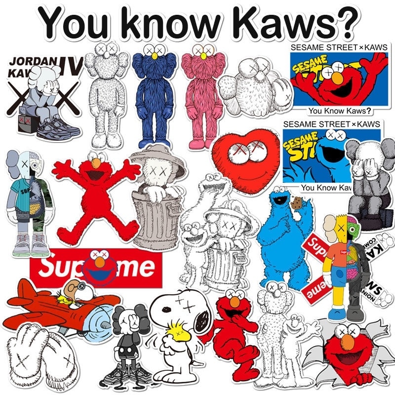 23pcs KAWS Cute Cartoon Anime Tide Brand Waterproof Stickers Cartoon Anime For Suitcase Motorcycle Laptop Guitar