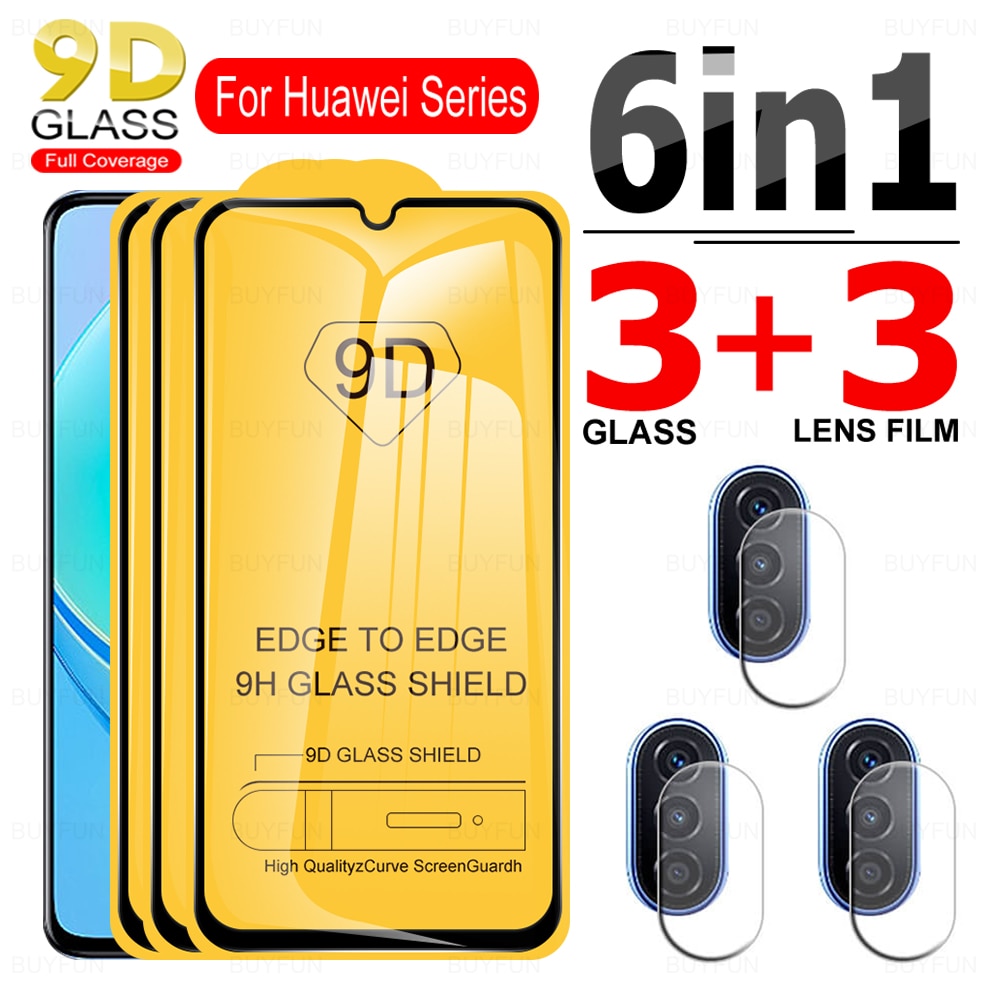 6in1 9D Full Coverage Tempered Glass For Huawei nova Y70Plus Y70 Screen protector For Huawei nova 9 SE 4G5G HD Protective Glass