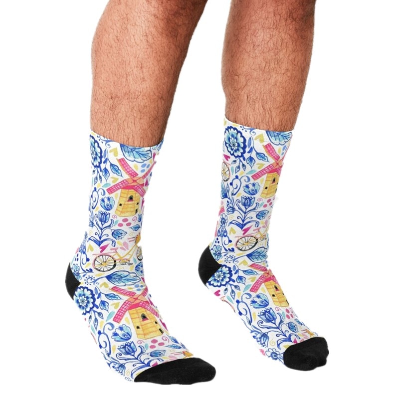 Men's Funny socks Bicycles & Ornamental Socks harajuku Men Happy hip hop Novelty cute boys Crew Casual Crazy Socks for 