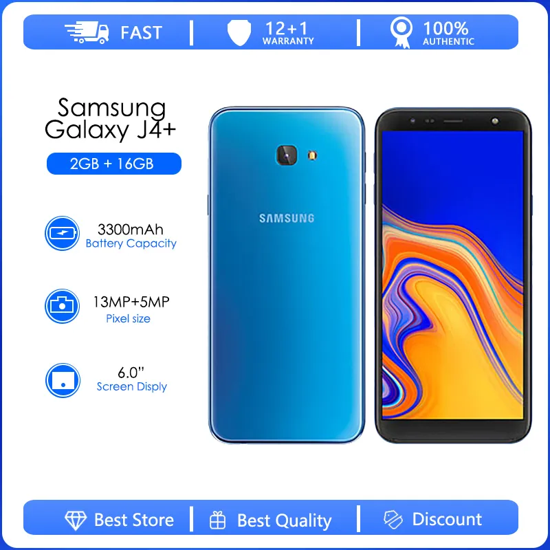 Samsung Galaxy J4+ Refurbished-Original J415F 4G LTE Android Phone 6.0" Camera 13MP GPS Wifi 4G Phone