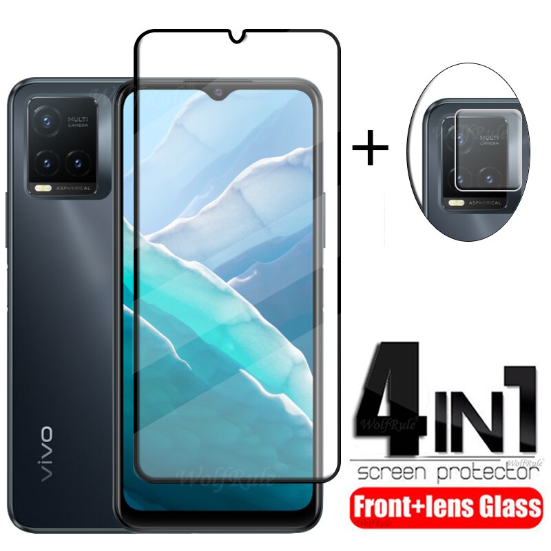 4-in-1 For Vivo T1X Glass For Vivo T1X Tempered Glass Full Glue Cover Protective 9H HD Screen Protector For Vivo T1X Lens Glass